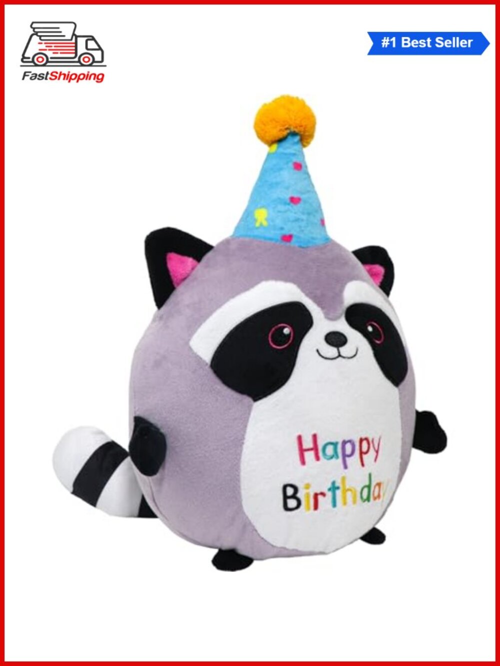 Raccoon Plush Toy 10 Inch Soft Stuffed Animal Pillow Unicorn Hat Birthday Gift